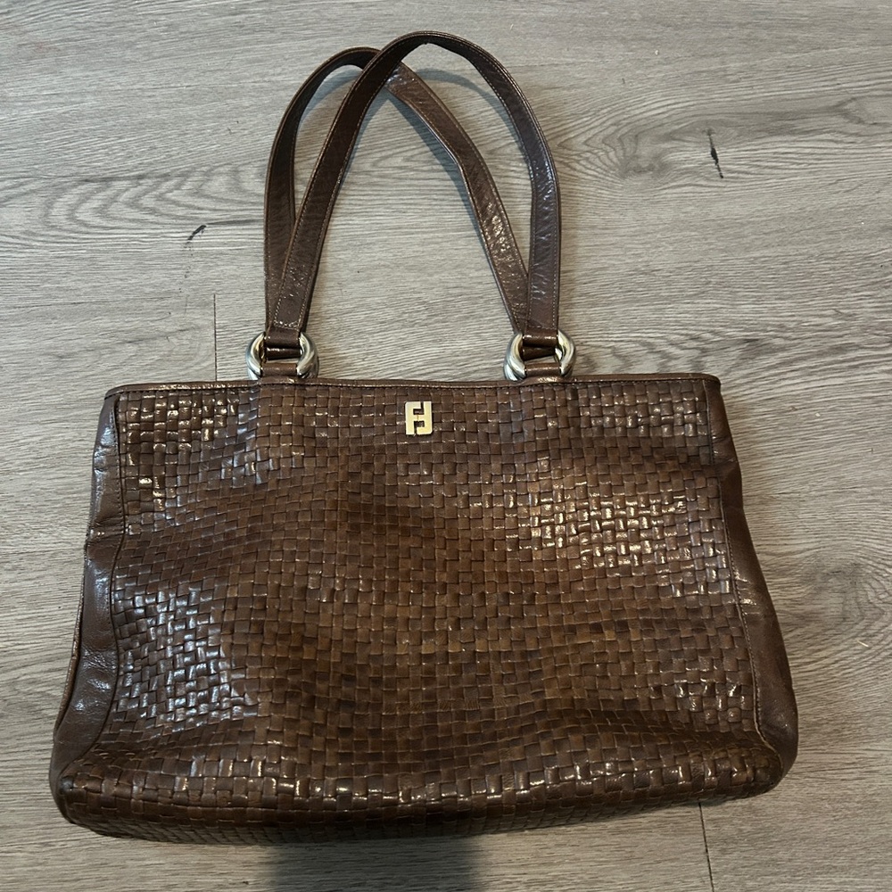Rare Vintage Fendi Brown Woven Leather Bag